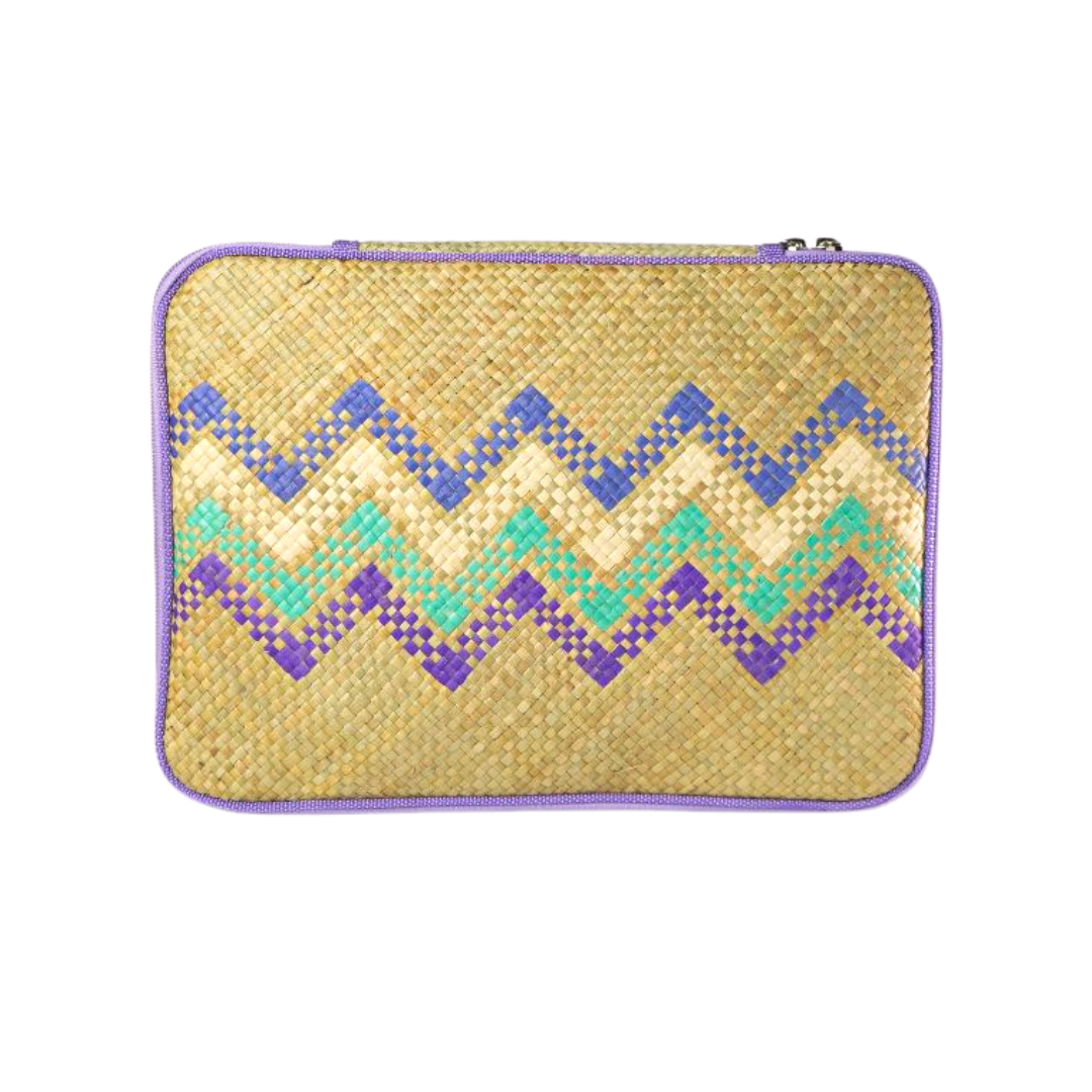 Woven Abre Tikog Grass Laptop Sleeve in Daluyan Lavender