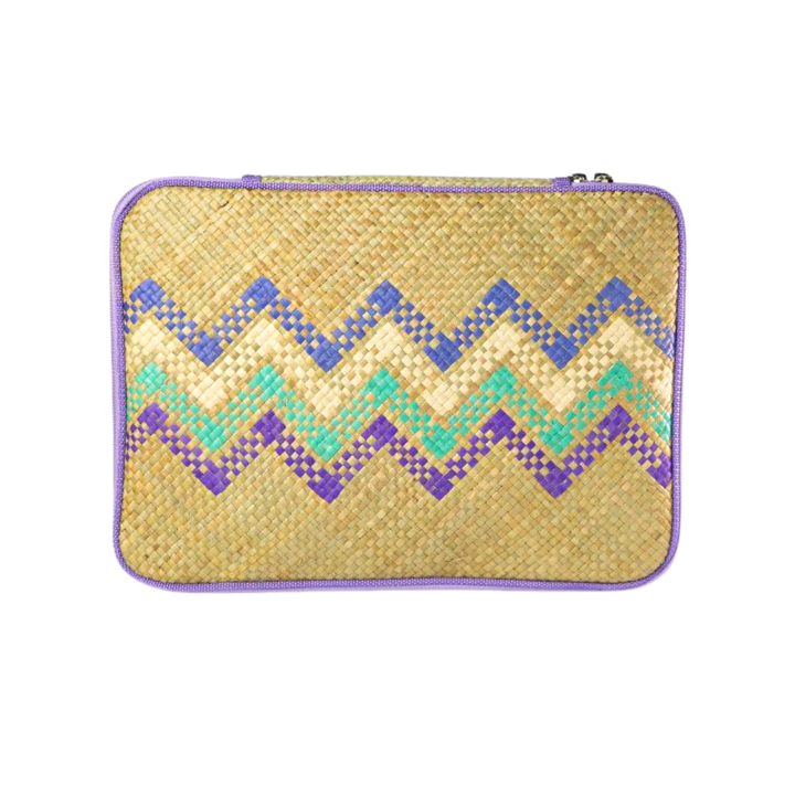 Woven Abre Tikog Grass Laptop Sleeve in Daluyan Lavender