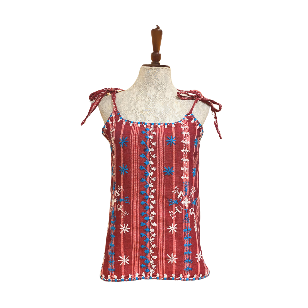 Abra Indigo Manila Mabaca Tie Strap Top