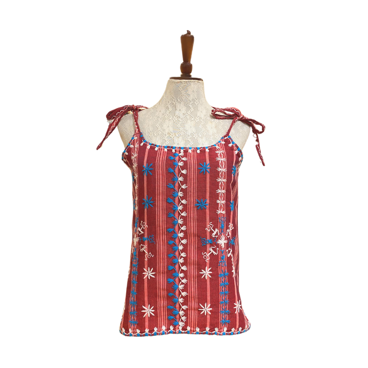 Abra Indigo Manila Mabaca Tie Strap Top