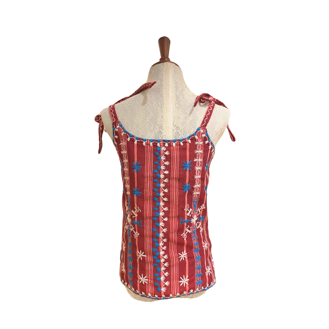 Abra Indigo Manila Mabaca Tie Strap Top