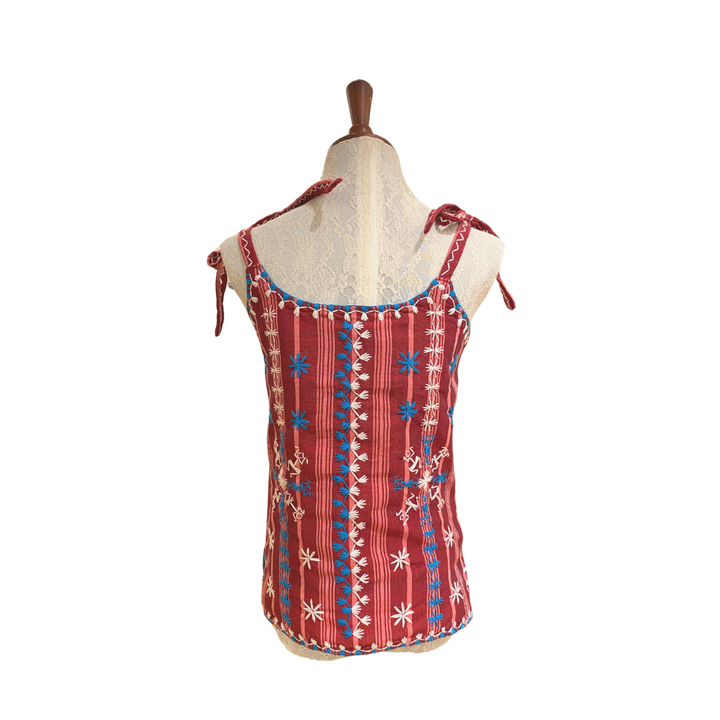 Abra Indigo Manila Mabaca Tie Strap Top