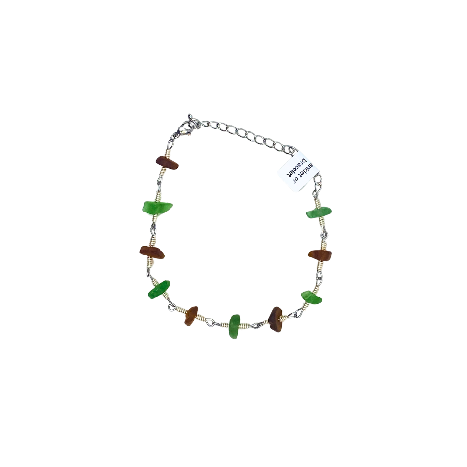 Mula Isla Stainless Steel Sea Glass Bracelet-Anklets with Charms