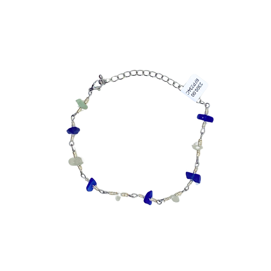 Mula Isla Stainless Steel Sea Glass Bracelet-Anklets with Charms