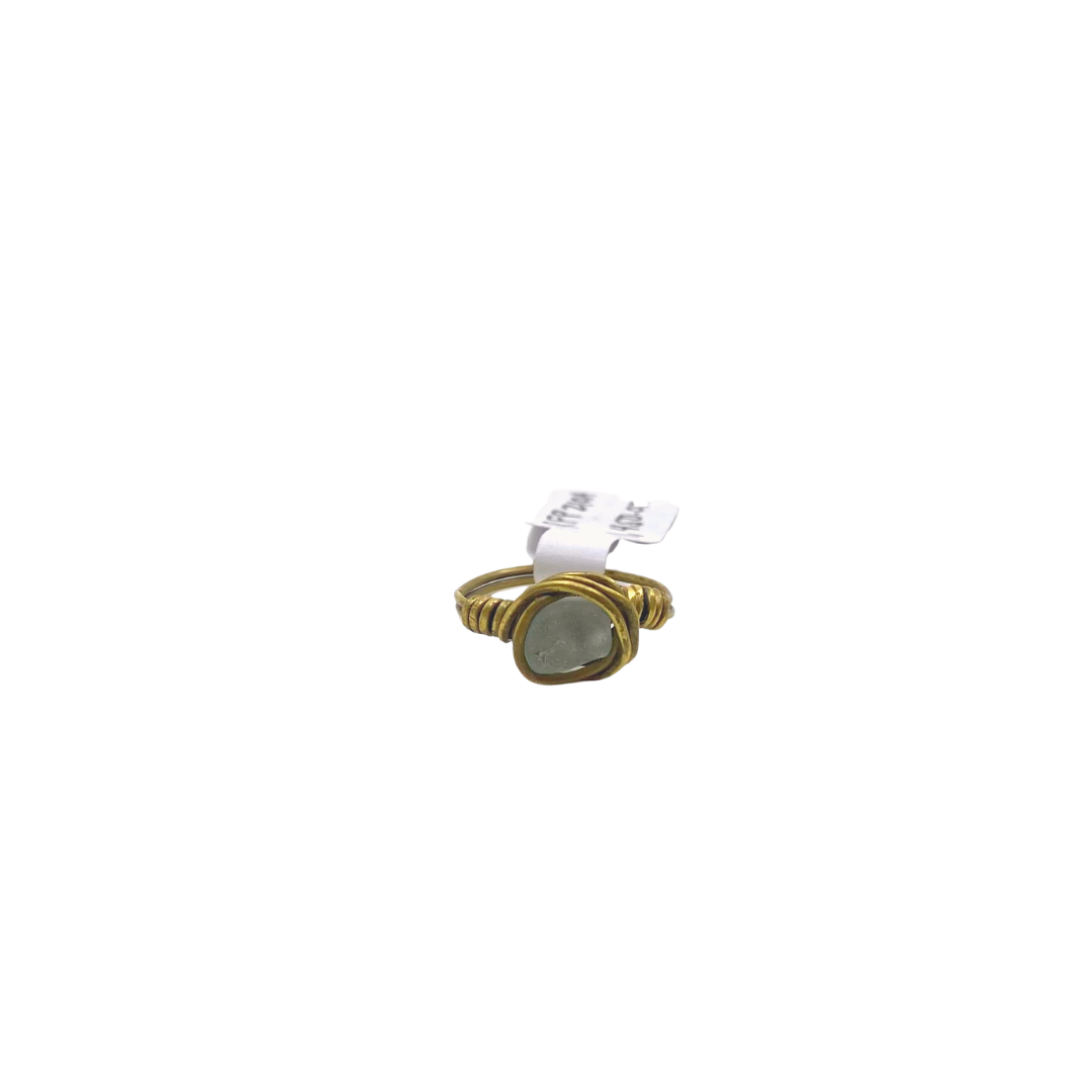 Mula Isla Sea Glass Brass Ring