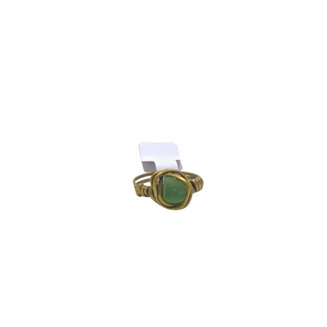 Mula Isla Sea Glass Brass Ring