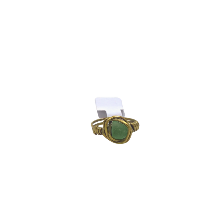 Mula Isla Sea Glass Brass Ring