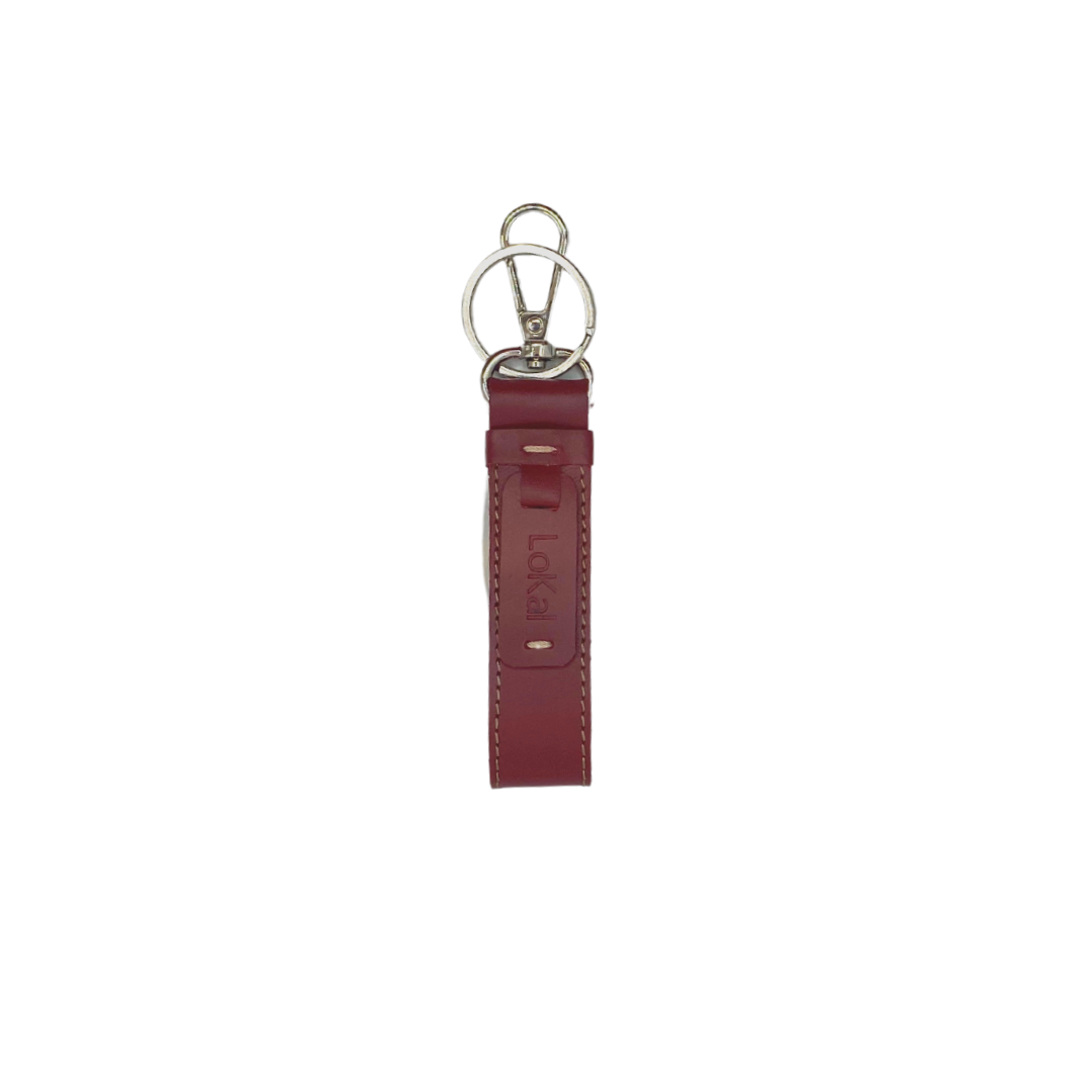 LoKal Crafts Manila Aura Leather Keychain (Red, Dark Brown)