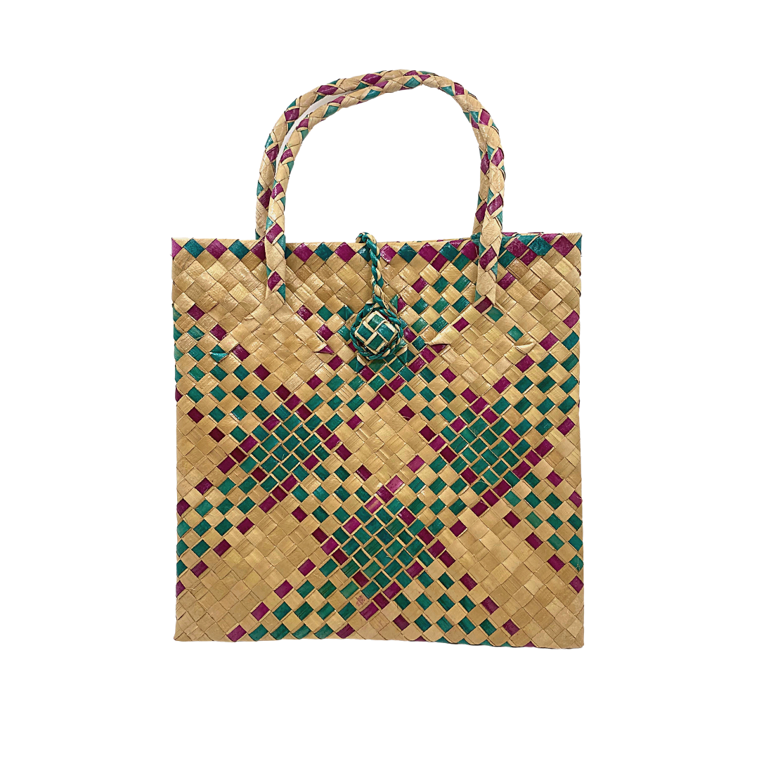 Mula Isla Handwoven Buri Bayong in Red/Fuchsia