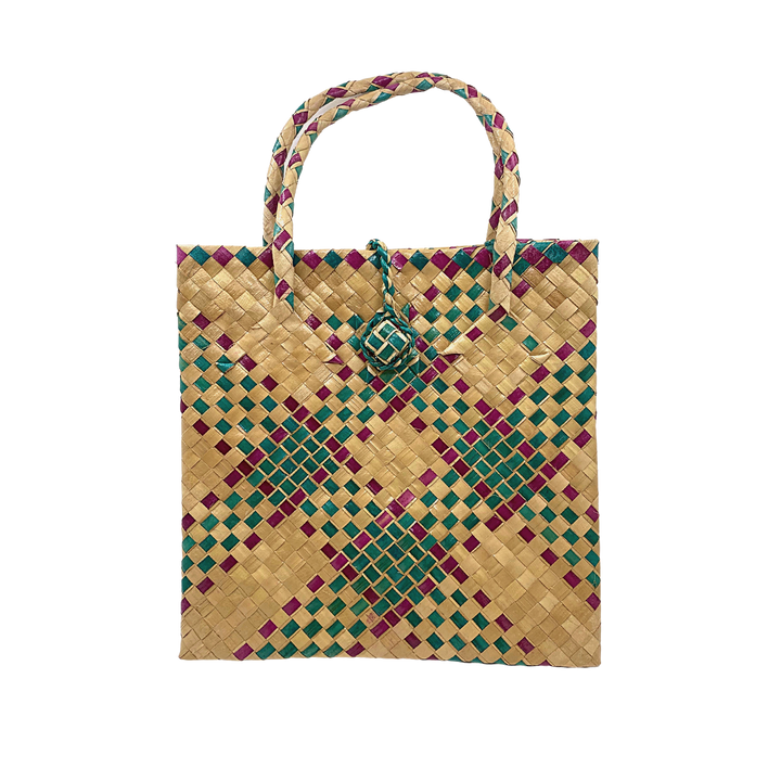 Mula Isla Handwoven Buri Bayong in Red/Fuchsia