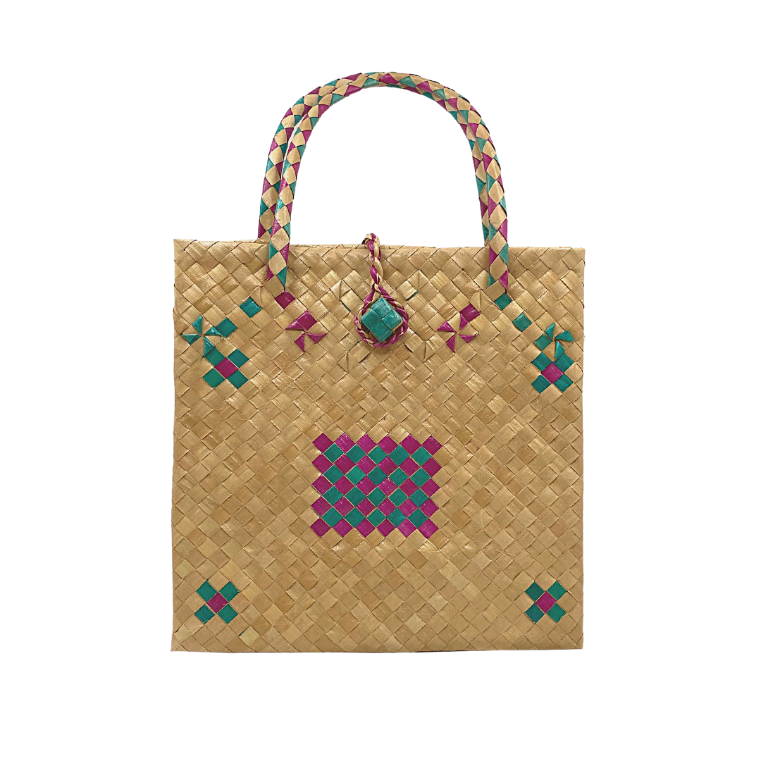 Mula Isla Handwoven Buri Bayong in Red/Fuchsia