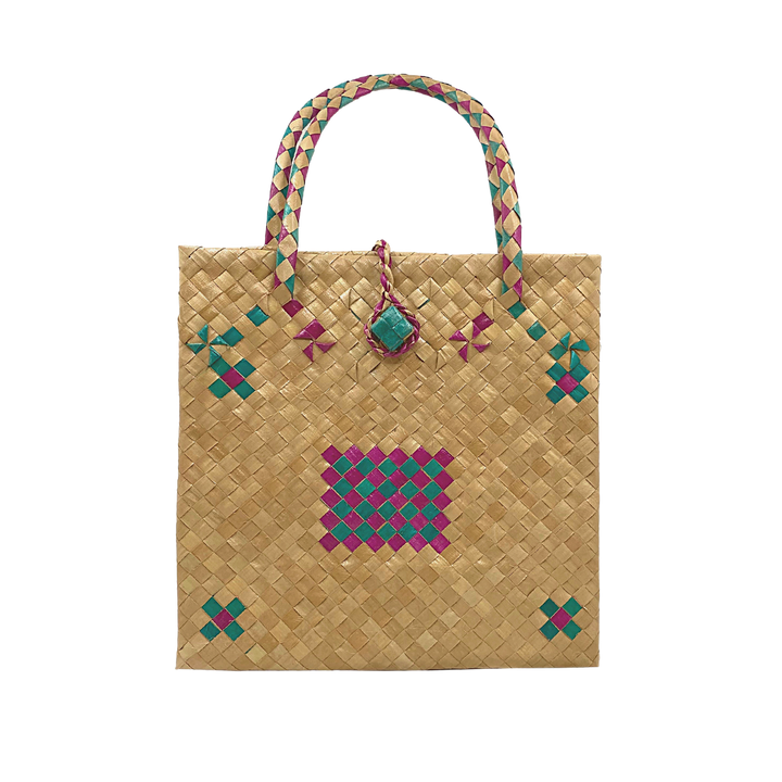 Mula Isla Handwoven Buri Bayong in Red/Fuchsia