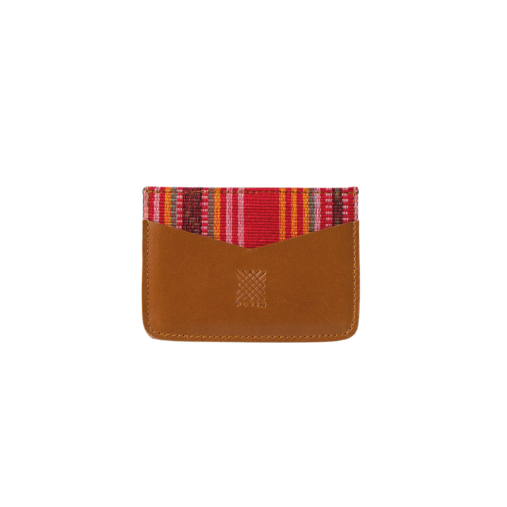 Woven Bulsa Card Holder in Tan Leather