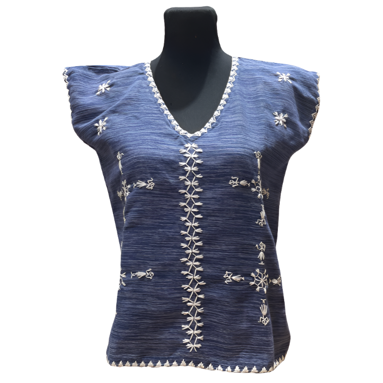 Women's Kaftan Blouse with Itneg Embroidery - Kantarines Weave