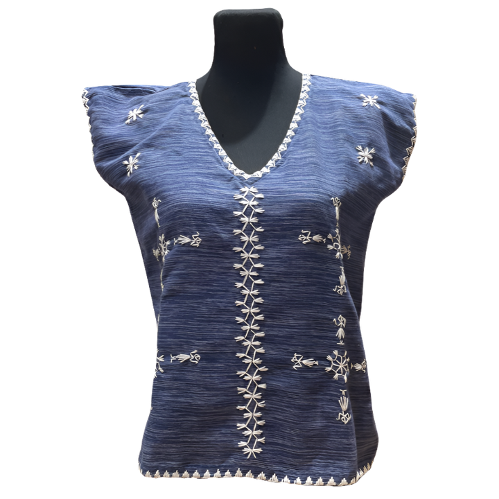 Women's Kaftan Blouse with Itneg Embroidery - Kantarines Weave