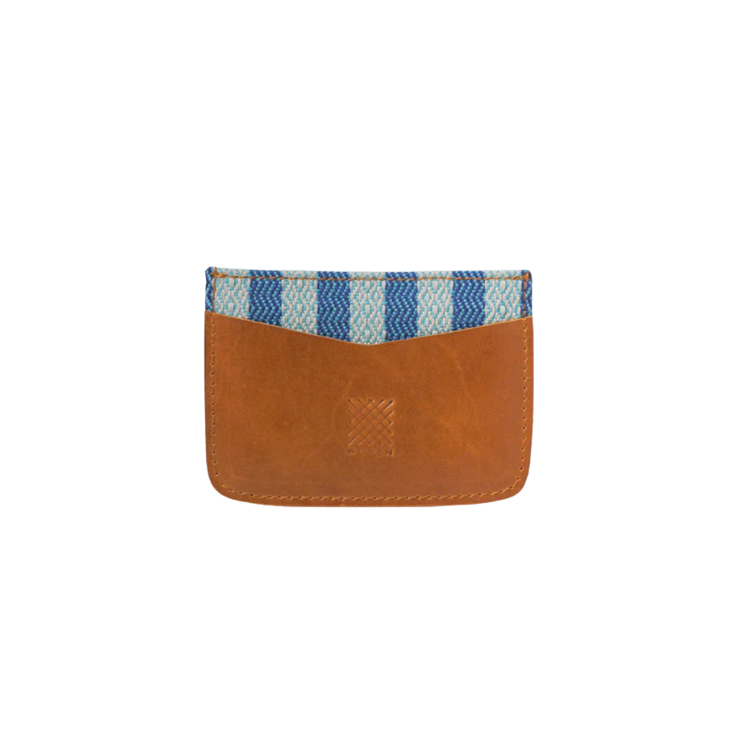 Woven Bulsa Card Holder in Tan Leather