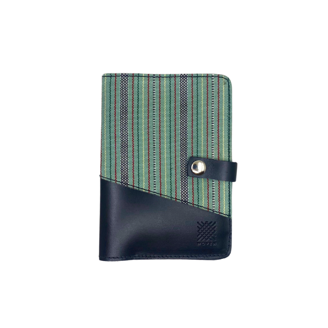 Woven Lakbay Passport Wallet - Black Leather