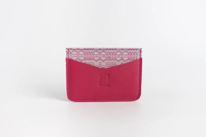 Woven Bulsa Card Holder in Cranberry Leather