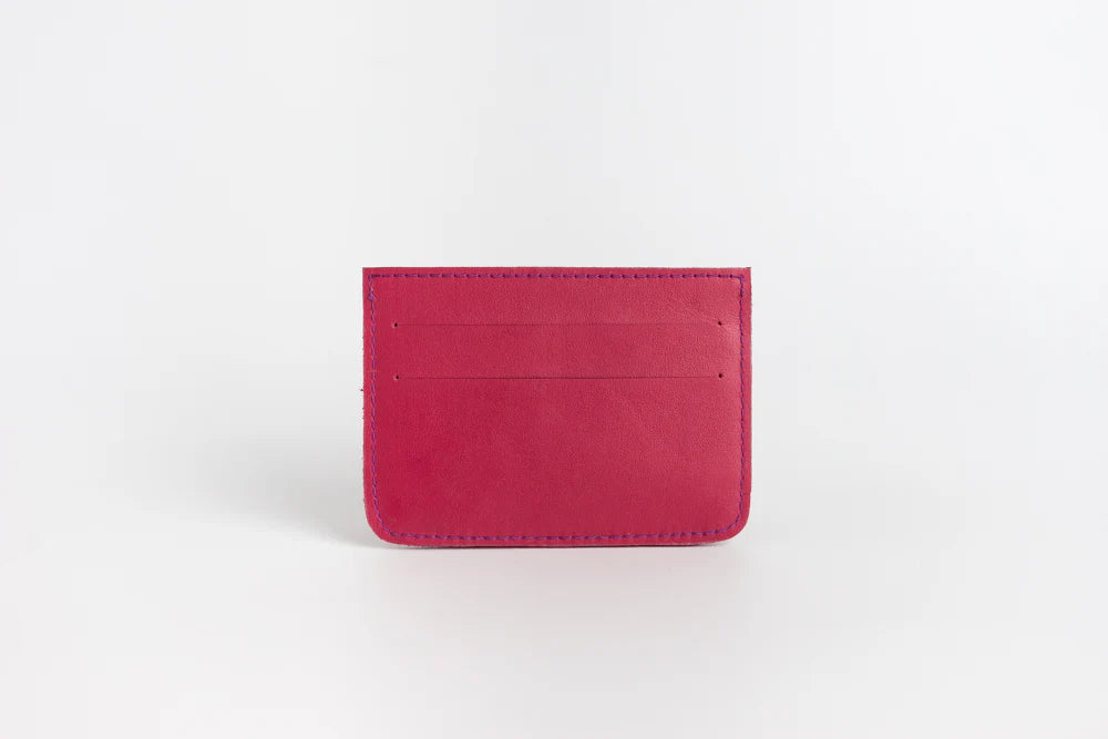 Woven Bulsa Card Holder in Cranberry Leather