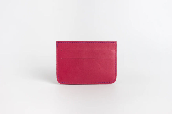 Woven Bulsa Card Holder in Cranberry Leather