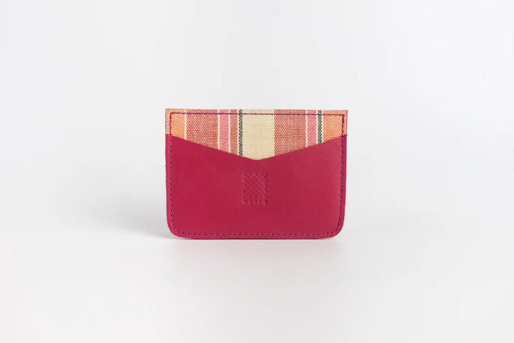 Woven Bulsa Card Holder in Cranberry Leather