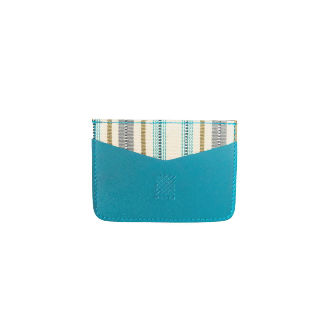 Woven Bulsa Card Holder - Teal Leather