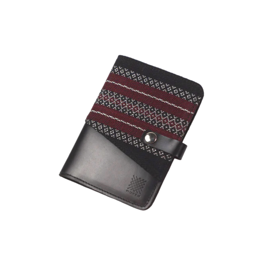 Woven Lakbay Passport Wallet - Black Leather