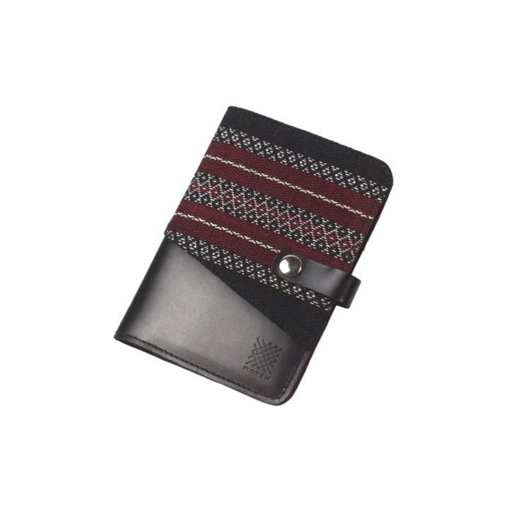 Woven Lakbay Passport Wallet - Black Leather
