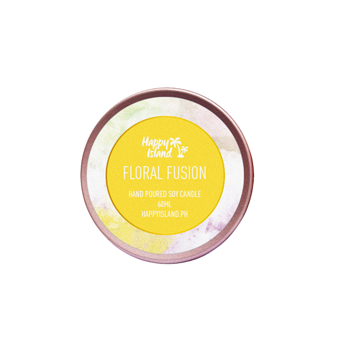 Happy Island	Flora Collection Scented Hand-Poured Soy Candle - 500mL / 17oz Glass Jar