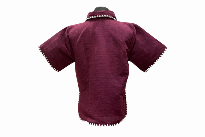 Women's Polo Blouse with Itneg Embroidery - Kantarines Weave