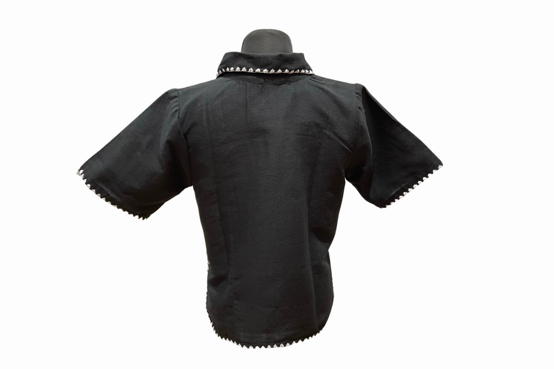 Women's Polo Blouse with Itneg Embroidery - Kantarines Weave