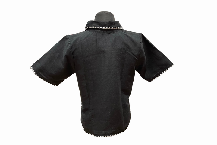 Women's Polo Blouse with Itneg Embroidery - Kantarines Weave