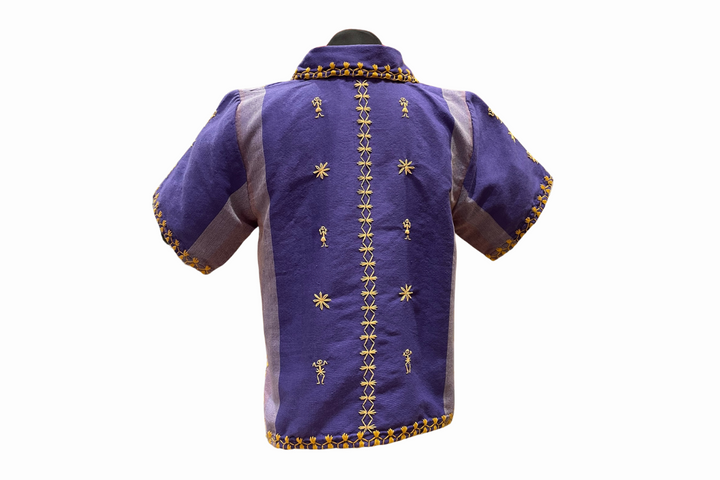 Women's Polo Blouse with Itneg Embroidery - Kantarines Weave