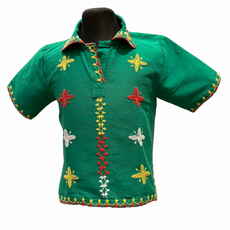 Women's Polo Blouse with Itneg Embroidery - Kantarines Weave
