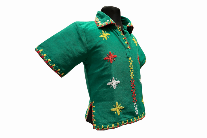 Women's Polo Blouse with Itneg Embroidery - Kantarines Weave