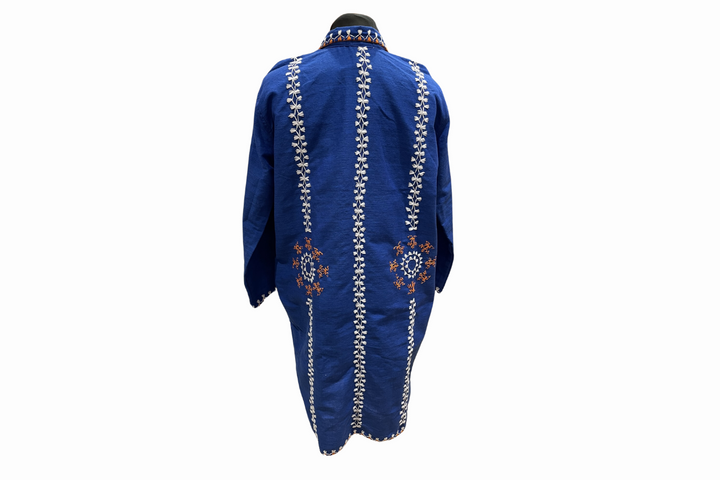HeritageFinds Unisex Long Coat with Itneg Embroidery - Tiniri Weave