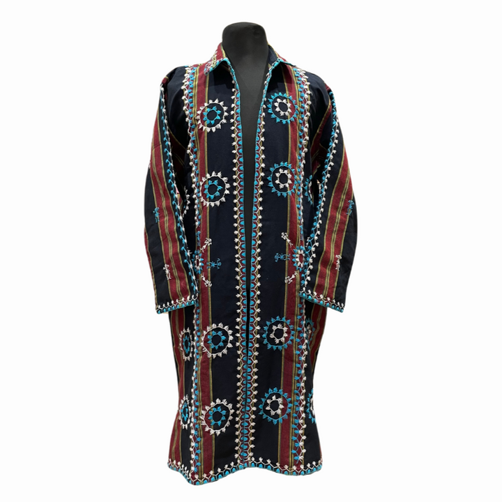 HeritageFinds Unisex Long Coat with Itneg Embroidery - Kantarines Weave