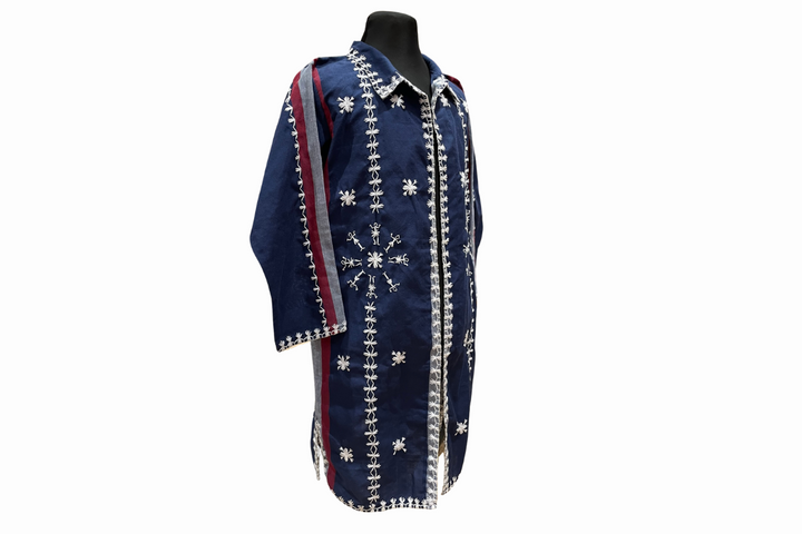 HeritageFinds Unisex Long Coat with Itneg Embroidery - Kantarines Weave