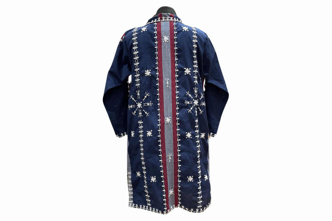 HeritageFinds Unisex Long Coat with Itneg Embroidery - Kantarines Weave