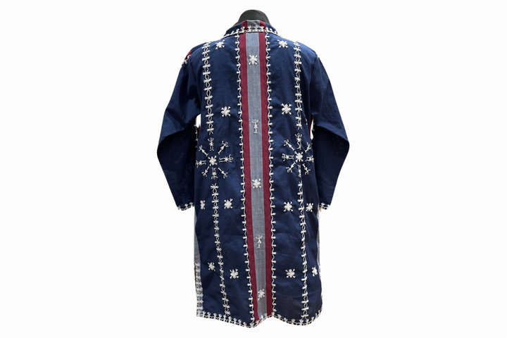 HeritageFinds Unisex Long Coat with Itneg Embroidery - Kantarines Weave