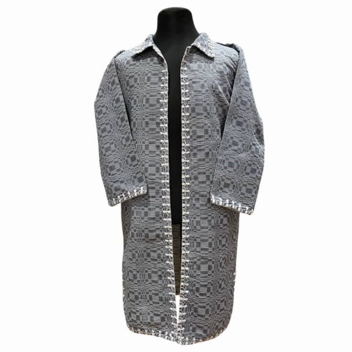HeritageFinds Long Coat with Itneg Embroidery - Binakol Weave