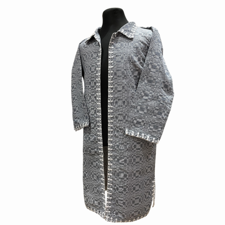 HeritageFinds Long Coat with Itneg Embroidery - Binakol Weave