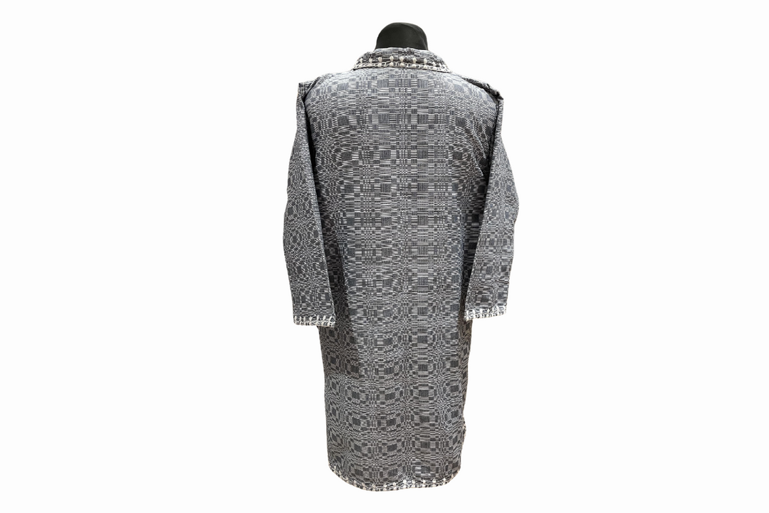 HeritageFinds Long Coat with Itneg Embroidery - Binakol Weave
