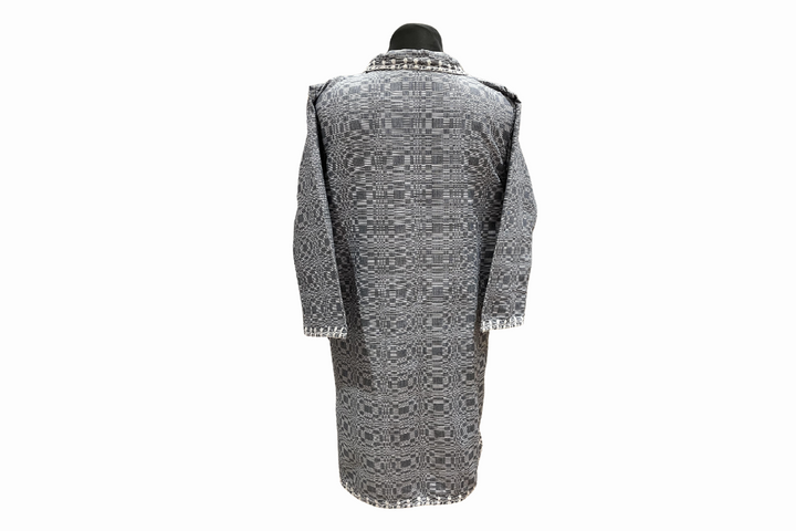 HeritageFinds Long Coat with Itneg Embroidery - Binakol Weave