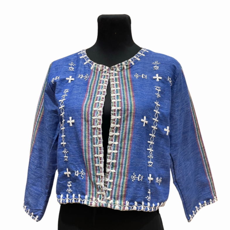 HeritageFinds Women's Blazer with Itneg Embroidery - Kantarines Weave