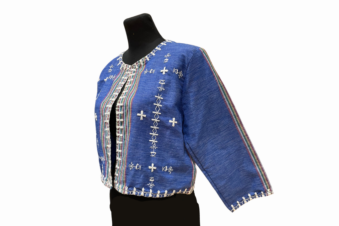 HeritageFinds Women's Blazer with Itneg Embroidery - Kantarines Weave