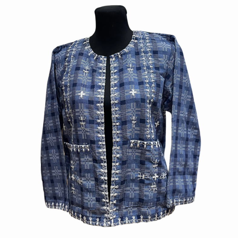 HeritageFinds Women's Blazer with Itneg Embroidery - Binakol Weave