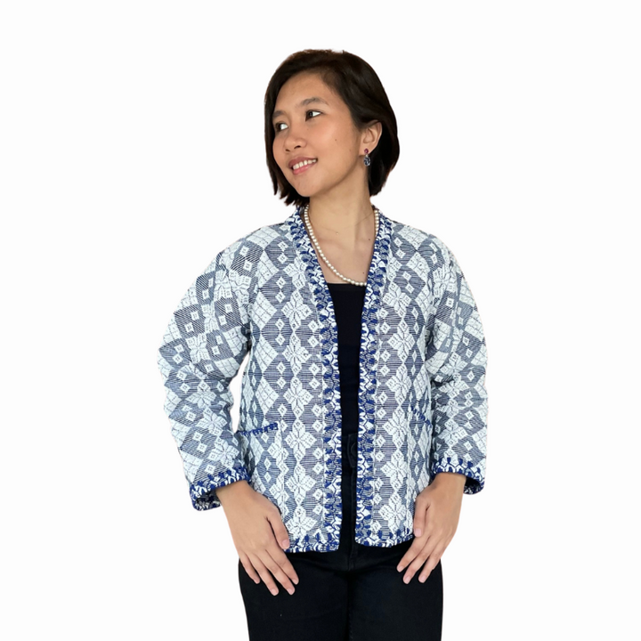 HeritageFinds Women's Blazer with Itneg Embroidery - Pinilian Weave