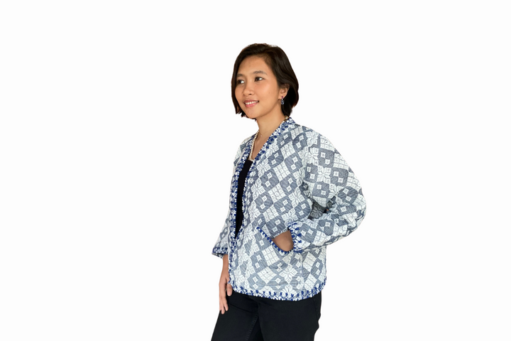 HeritageFinds Women's Blazer with Itneg Embroidery - Pinilian Weave