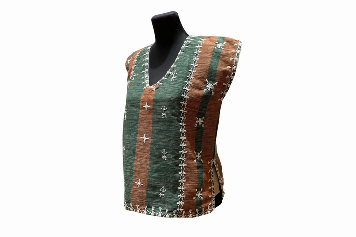 HeritageFinds Kaftan Blouse with Itneg Embroidery -  Tiniri Weave